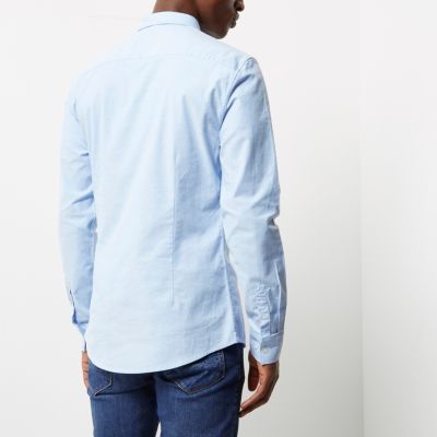 Blue casual Oxford muscle fit shirt